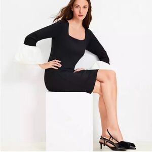 LOFT, Flounce Cuff Ponte Mini Dress, Size 00P, NWT